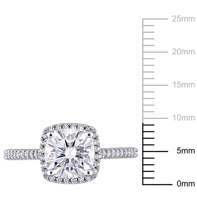 Mimi & Max DEW Cushion Moissanite Diamond Halo Engagement Ring Silver US 7 4