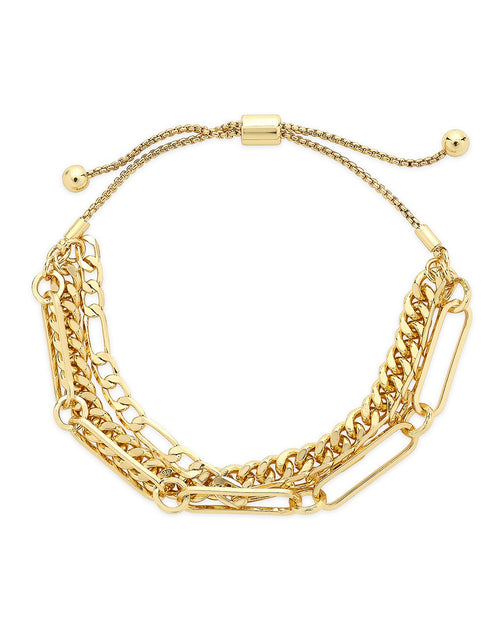 Sterling Forever Layered Chain Bolo Bracelet Gold 2