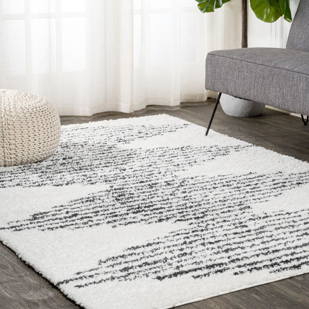 Jonathan Y Elm Diamond Stripe Geometrischer Shag Teppich 2