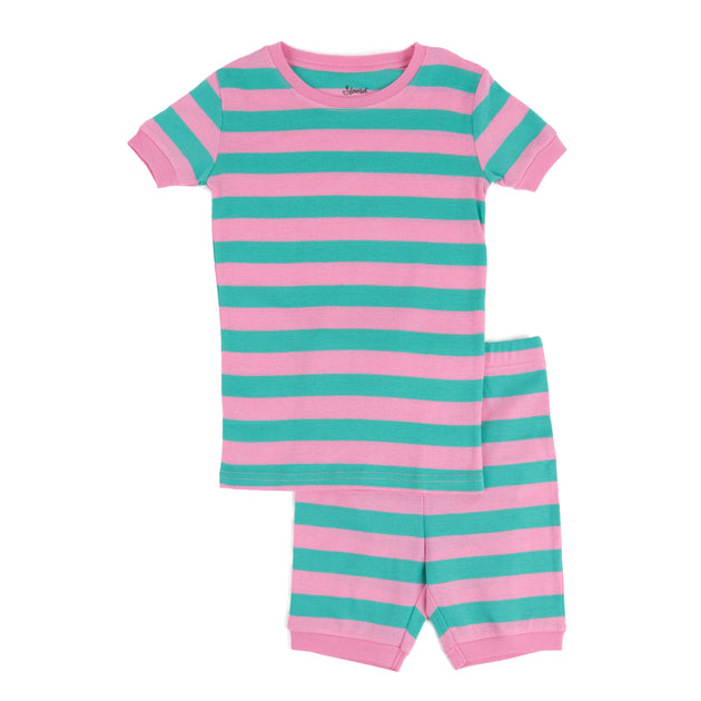Leveret Kids Two Piece Cotton Short Pajamas Striped Red US 10 3
