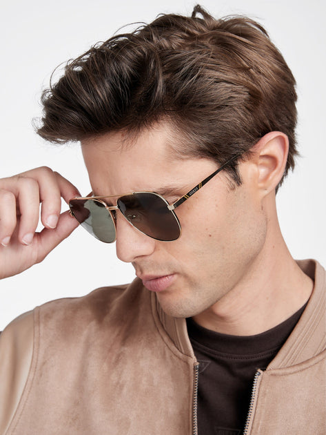 Guess Factory Striped Metal Aviator Sunglasses | ShopSimon