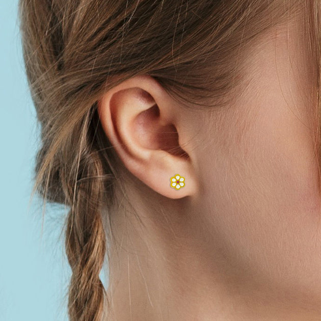 Mimi & Max Flower Stud Earrings Pink 3