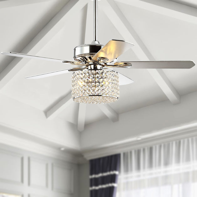 Jonathan Y Brandy 52 Inch 3-Light Crystal Drum LED Ceiling Fan Chrome 4
