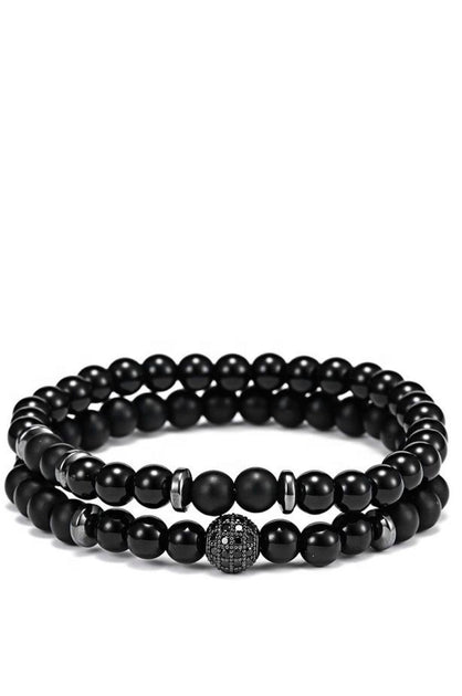 Stephen Oliver Onyx Cubic Zirconia Bracelet Set Black 2