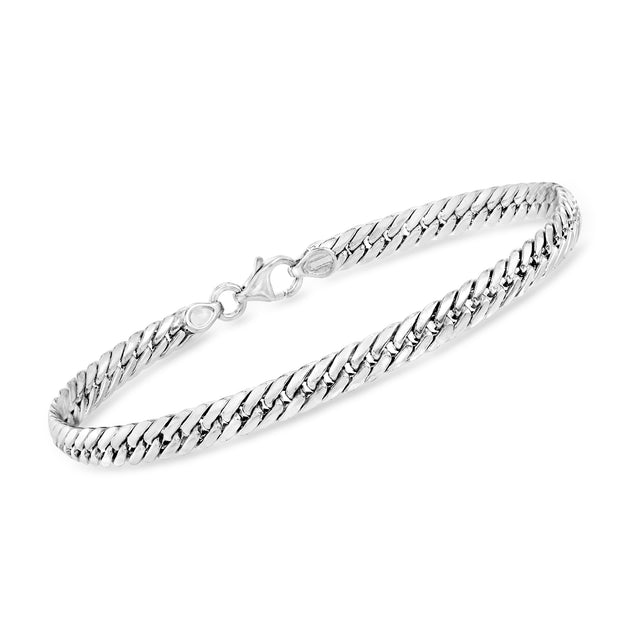 Ross-Simons Cuban-Link Bracelet White Gold Silver 3
