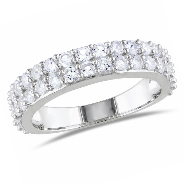 Mimi & Max Created White Sapphire Double Row Ring Silver US 5 2
