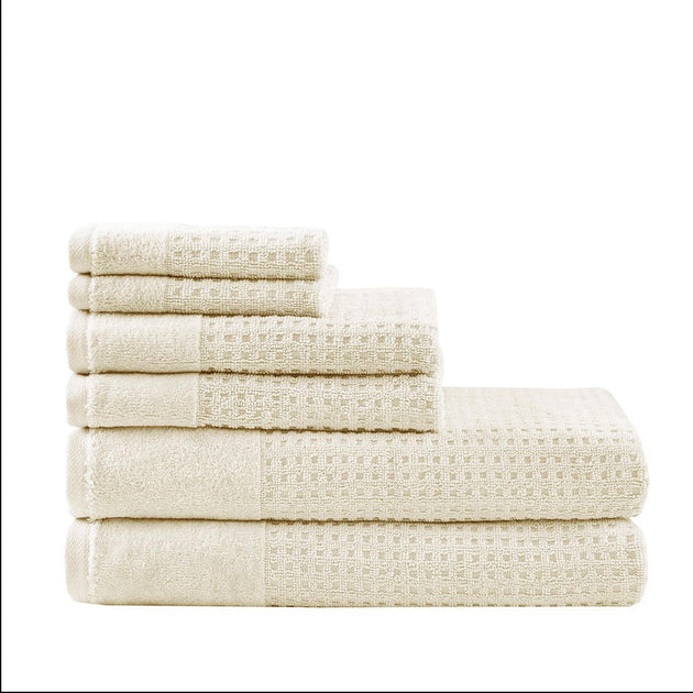 Home Outfitters Waffle 6pcs Bath Towel Set Ivory 2