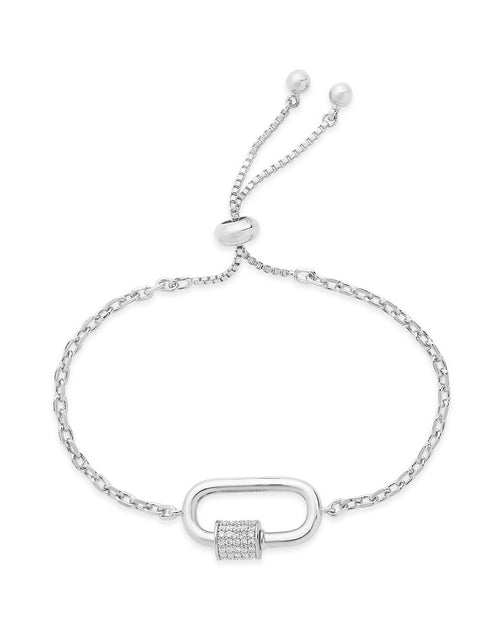Sterling Forever CZ Carabiner Bolo Bracelet Gold 2