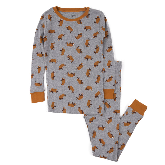 Leveret Kinder Zweiteilige Baumwoll-Pyjamas Overall Bison Multi US 14 2