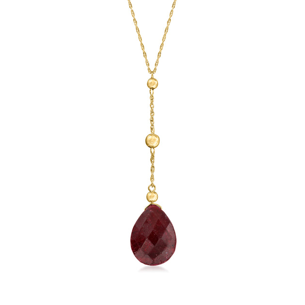 Ross-Simons Ruby and Bead Drop Necklace Purple 2