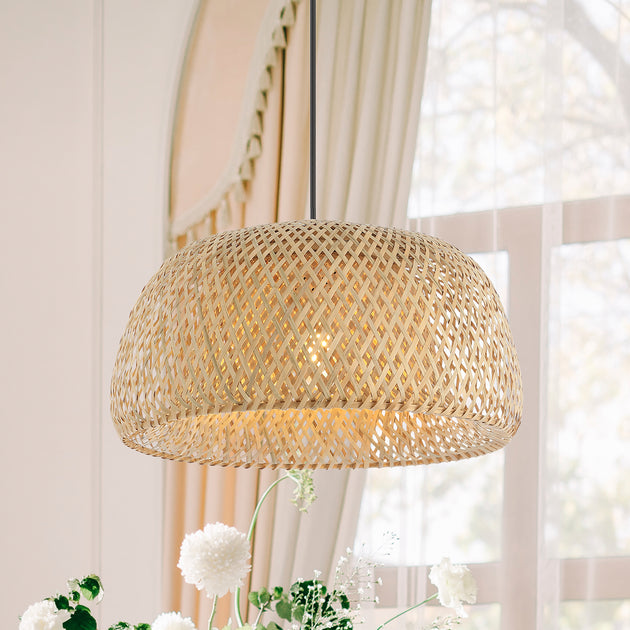 Jonathan Y Mateo 18in 1-Light Bamboo LED Pendant 2