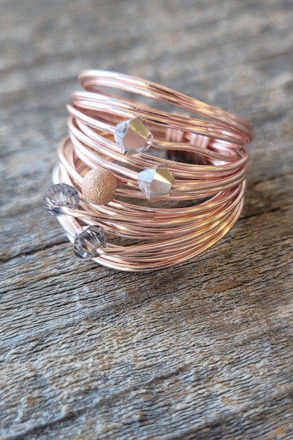 Marcia Wire Wrap Ring with Hot Pink Swarovski Crystals main image 1