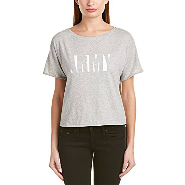 rag & bone Graphic X-Boyfriend Cropped Tee Heather Gray Medium 3
