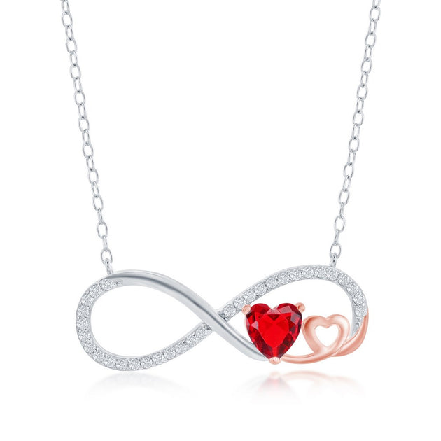 Simona Heart Infinity Necklace Silver 3