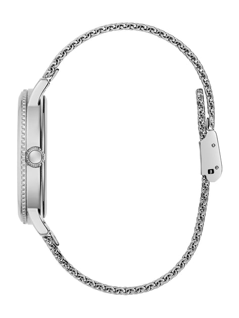Guess Factory Silver-Tone Mesh Analog Watch | ShopSimon