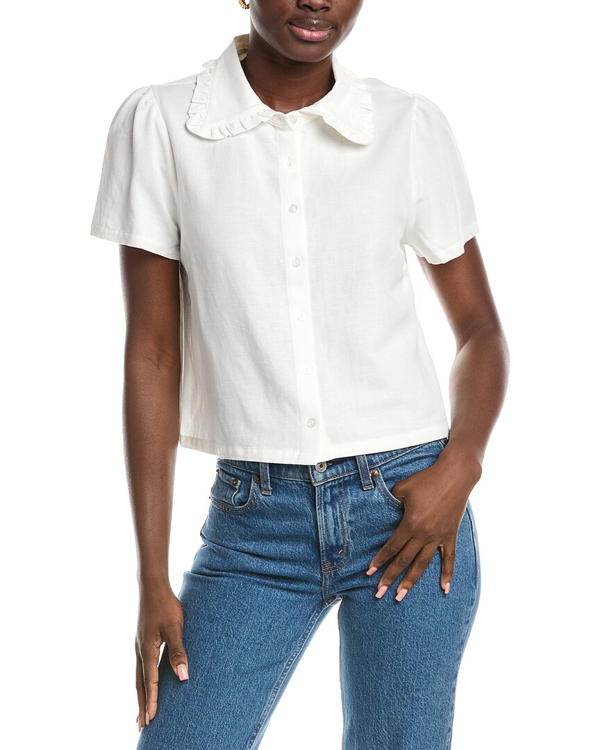 French Connection Womens Linen-blend Ruffle Top