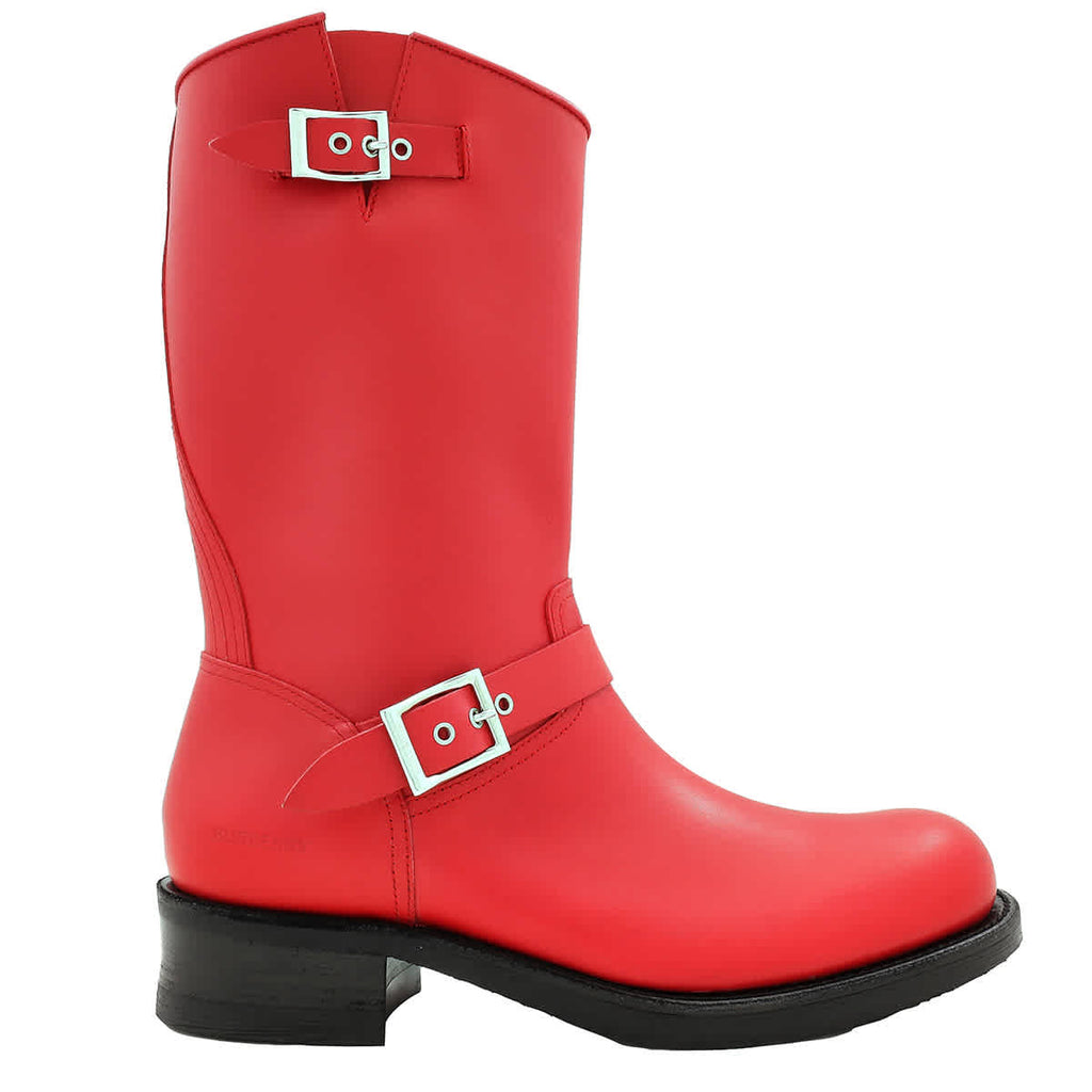 Burberry♪SALE♪80659071 Burberry Men's Bright Red Grover Leather Motorcycle Boots