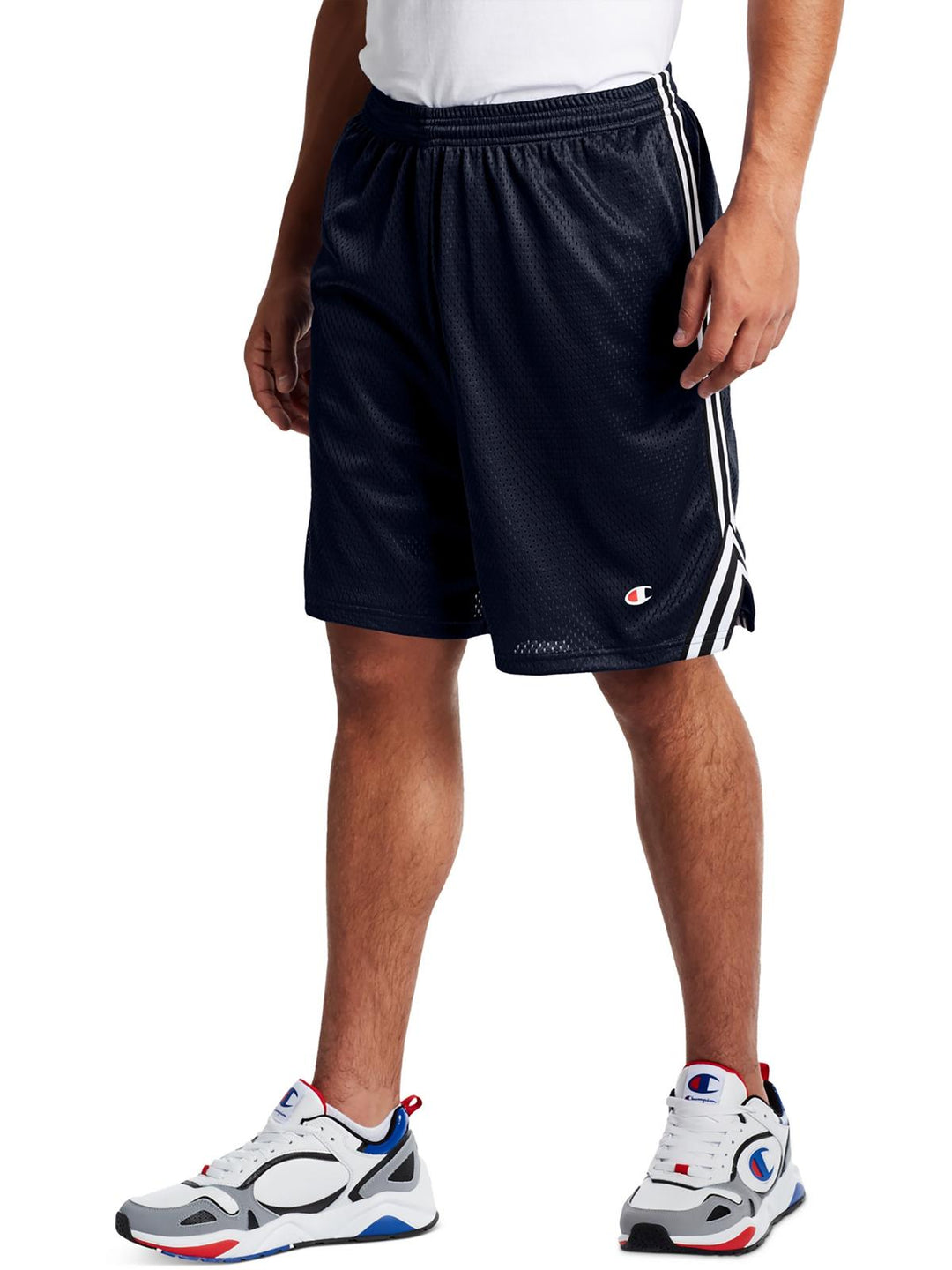 Champion Mens Striped Trim Fitness Shorts ShopSimon