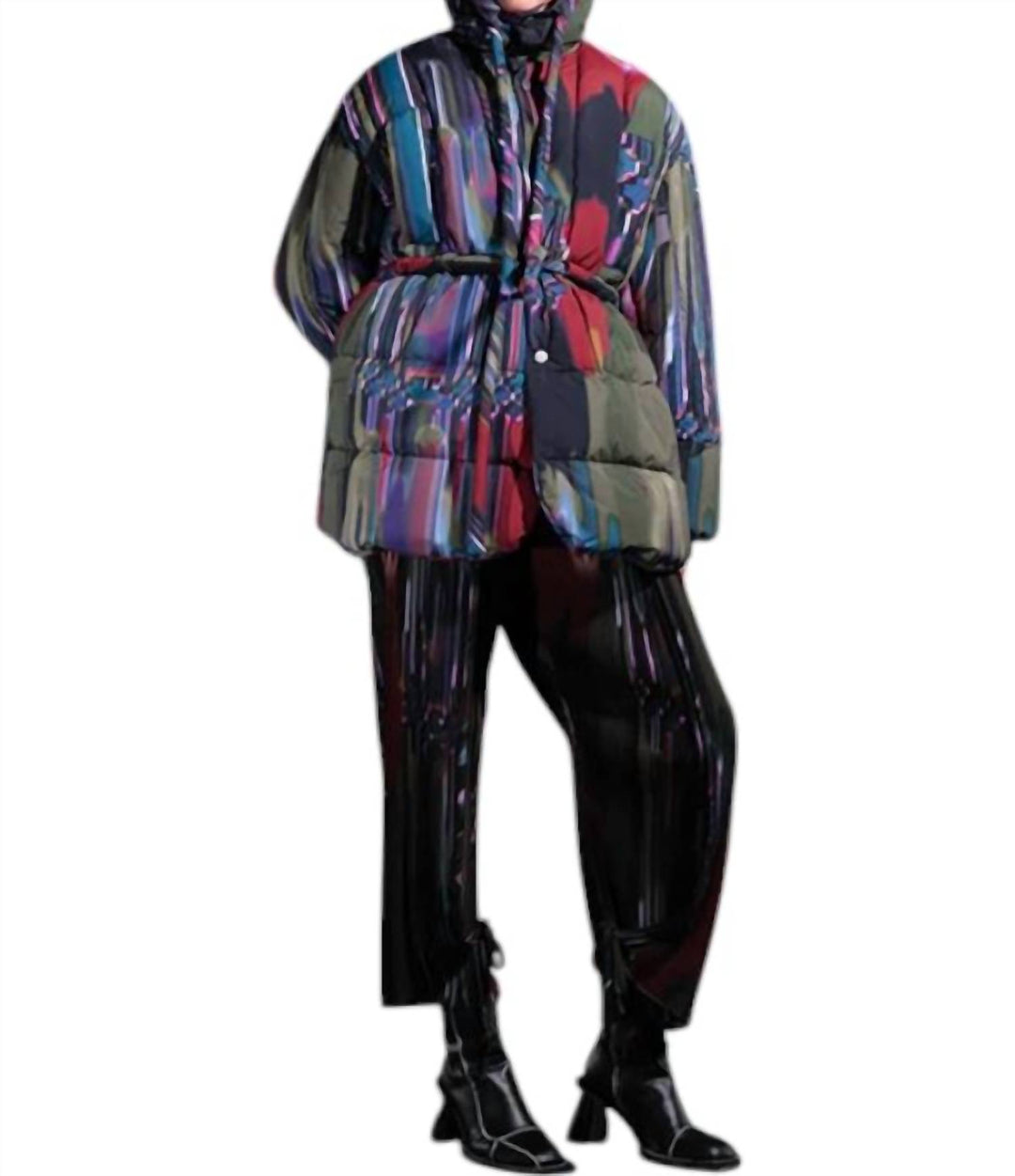 Henrik Vibskov Puff Puffer Jacket In Dark Tetris Drips | ShopSimon