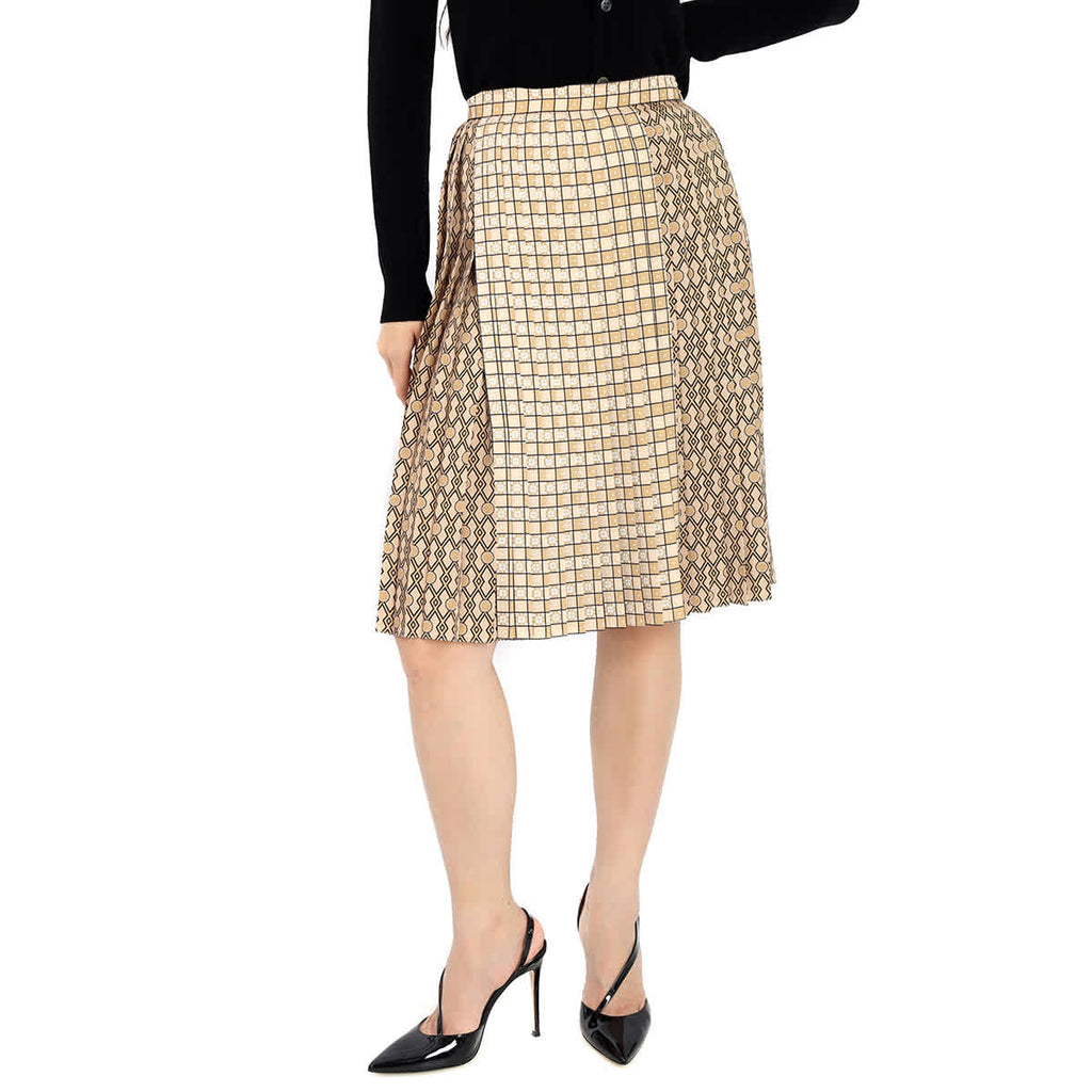 スカート [Burberry] Ladies Contrast Graphic Print Pleated Skirt Burberry Ladies Contrast Graphic Print Pleated Skirt | ShopSimon