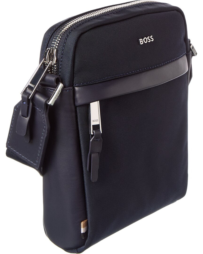Hugo Boss Highway N Ns Zip Leather-trim Reporter Bag | ShopSimon
