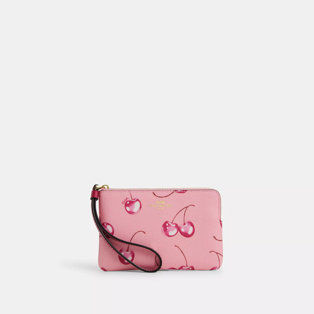 Coach Outlet Corner Zip Wristlet With Cherry Print | ShopSimon