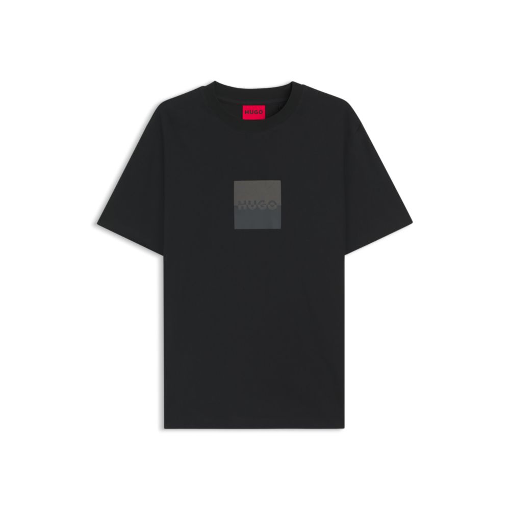 HUGO Cotton-jersey T-shirt with split-logo print | ShopSimon