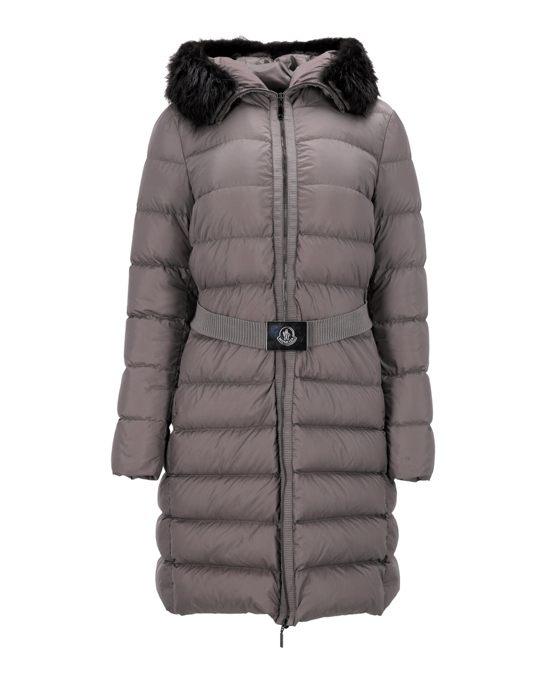 MONCLER Fox-fur Trimmed Hooded Down Jacket In Grey Nylon Canvas