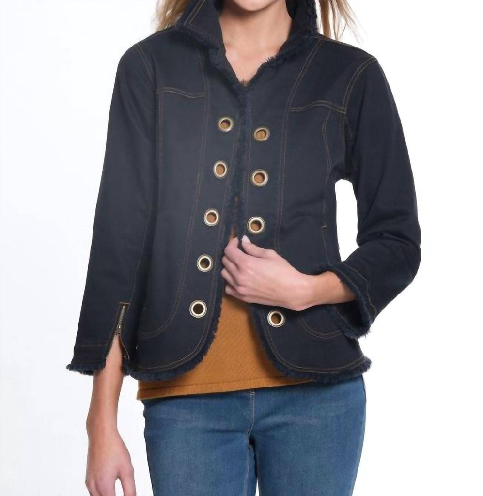 Multiples Midnight Grommet Jacket In Black Denim | ShopSimon