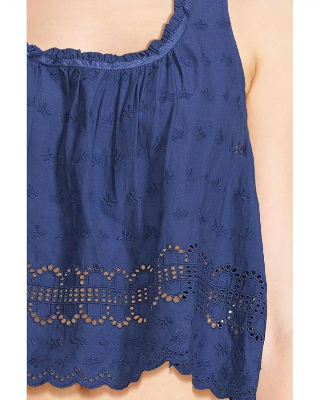Free People Marina Eyelet Tank In Bellweather Blue | ShopSimon