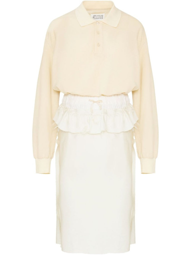 オールインワン・サロペット Maison Margiela White Midi Dress With Polo Collar And Maison Margiela White Midi Dress With Polo Collar And