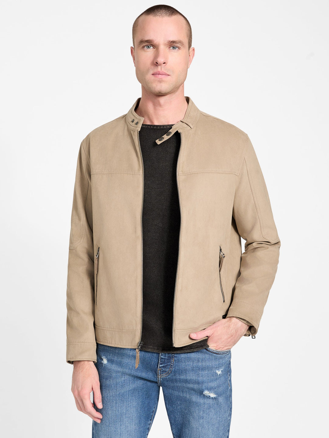 【HI FI FNK】Bar Suede Biker Jacket Women's Suede Leather Biker Jacket In Pink - Arcane Fox