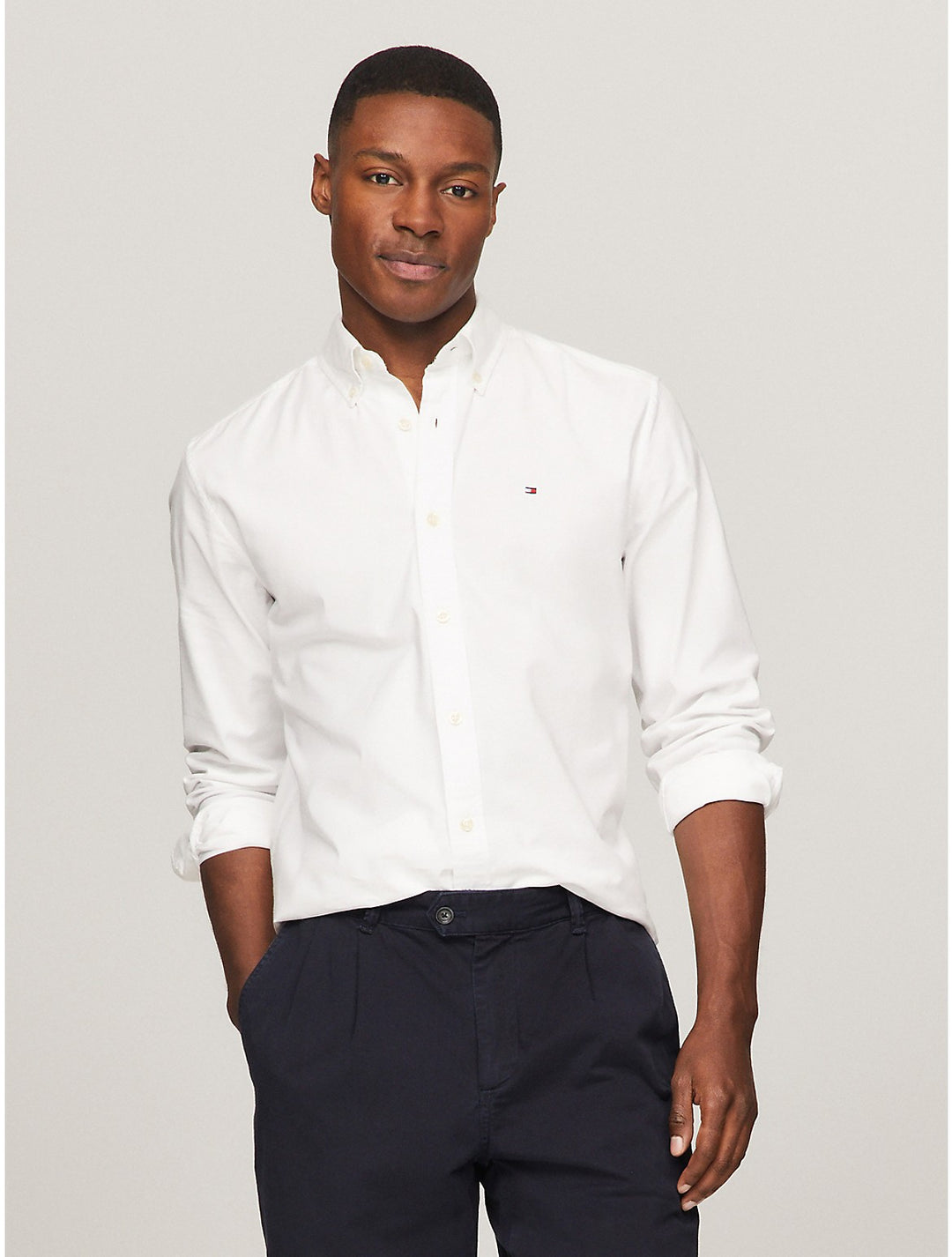 tommy hilfiger dress shirt white Tommy Hilfiger Men's Regular Fit Oxford Shirt - White