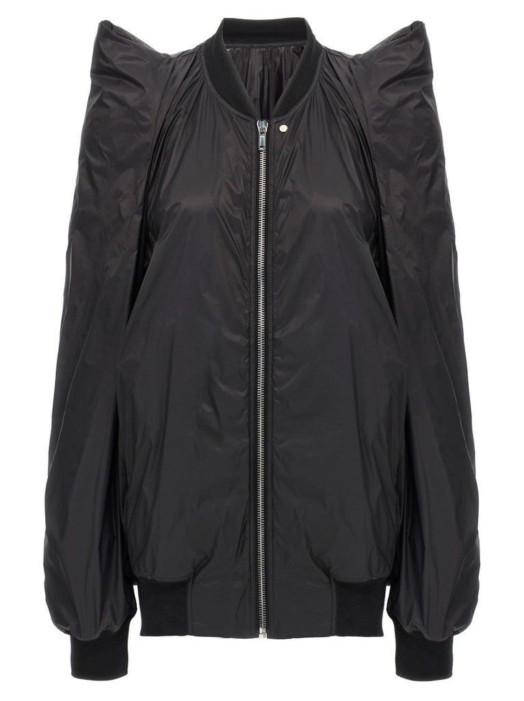 ブルゾン Rick Owens Lightweight Nylon Jacket With Ribbed Knit Details Rick Owens Lightweight Nylon Jacket With Ribbed Knit Details