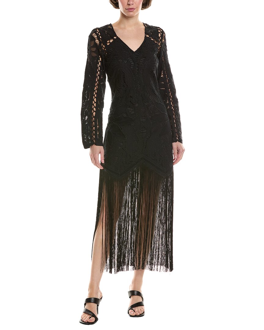 Sea NY Womens Liesel Lace Midi Dress, 00, Black