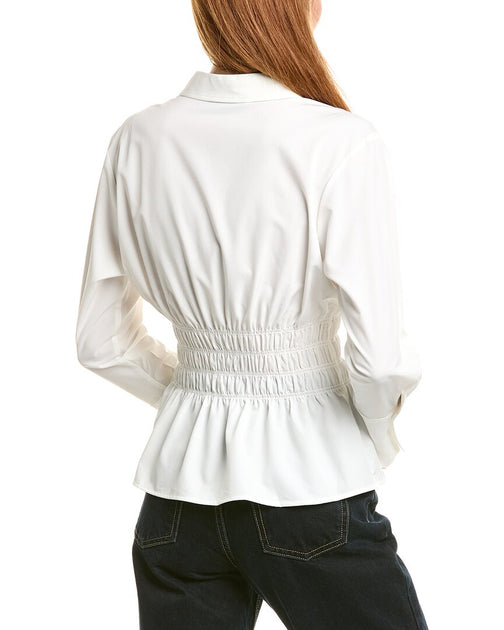 Laundry by Shelli Segal Smocked Waist Button Up Shirt | ShopSimon