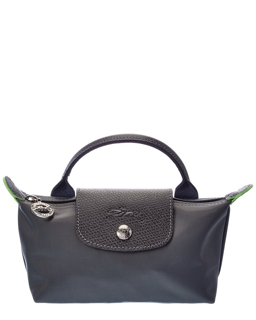 Longchamp Le Pliage Green Canvas Pouch With Handle | ShopSimon