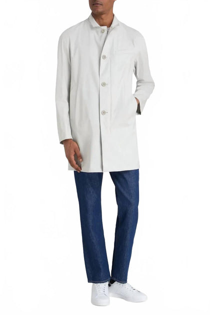 Herno Button Fastening High Neck Jacket In Ice | ShopSimon
