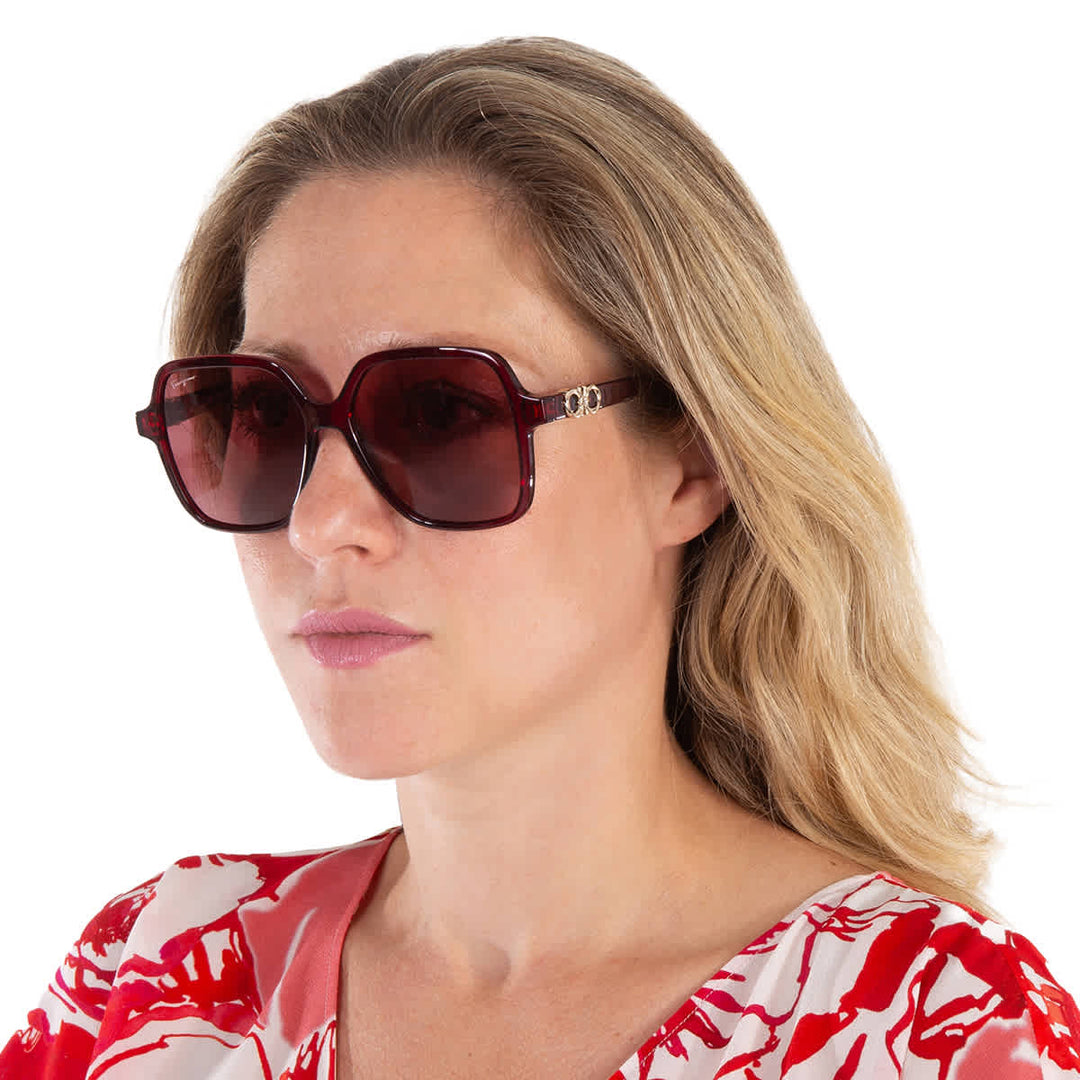 Salvatore Ferragamo Burgundy Square Ladies Sunglasses 