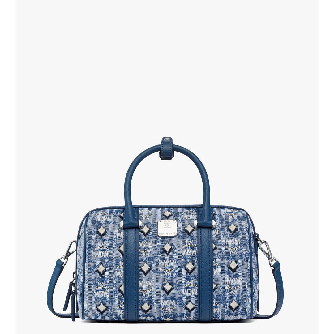Mcm Small Boston Bag In Denim Visetos | ShopSimon