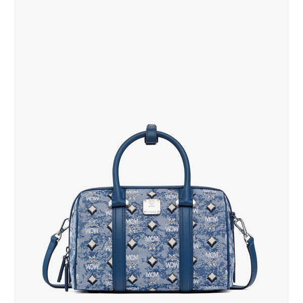 Mcm Small Boston Bag In Denim Visetos | ShopSimon