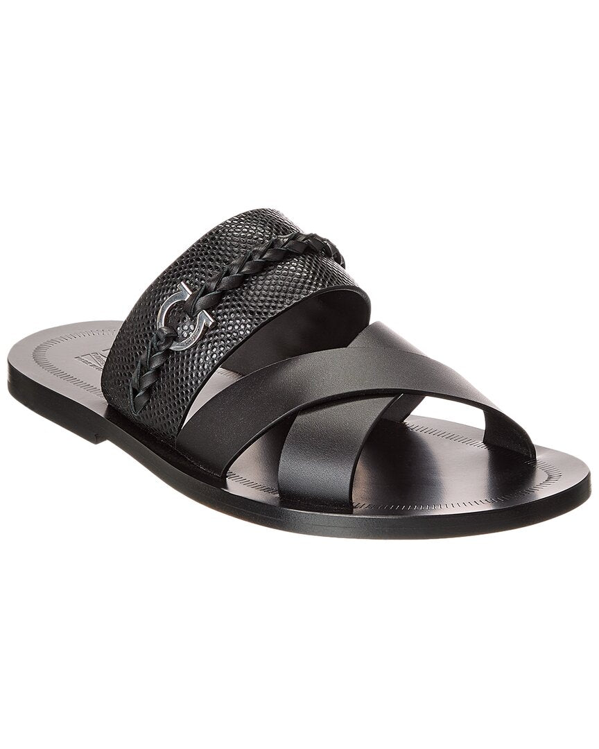 靴 Satin&Leather Sandal Salvatore Ferragamo Salvatore Ferragamo Ferragamo Giotto Leather Sandal | ShopSimon