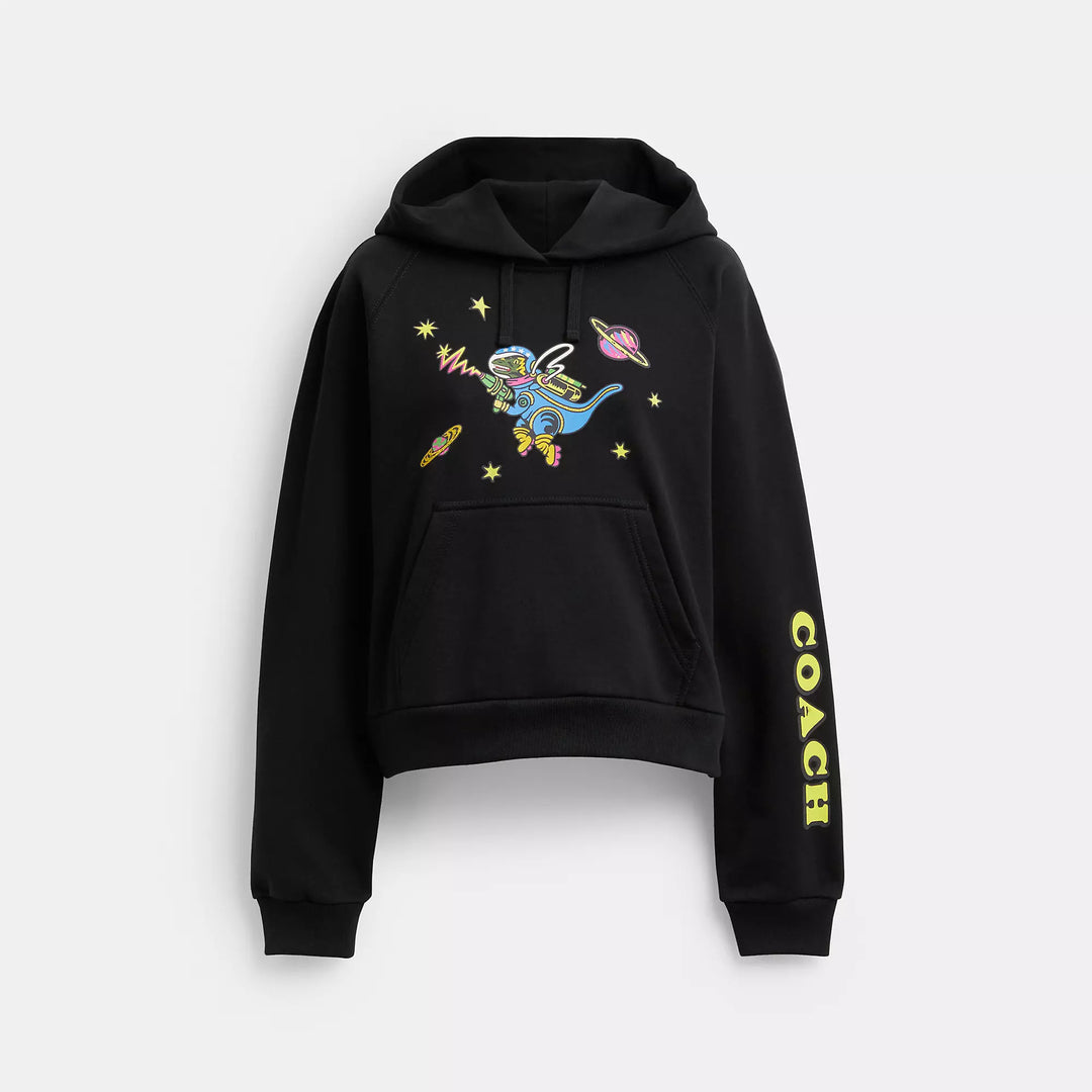 希少✨️ COACH ブラック トレーナー Coach Outlet Cosmic Coach Rexy Print Raglan Hoodie | ShopSimon