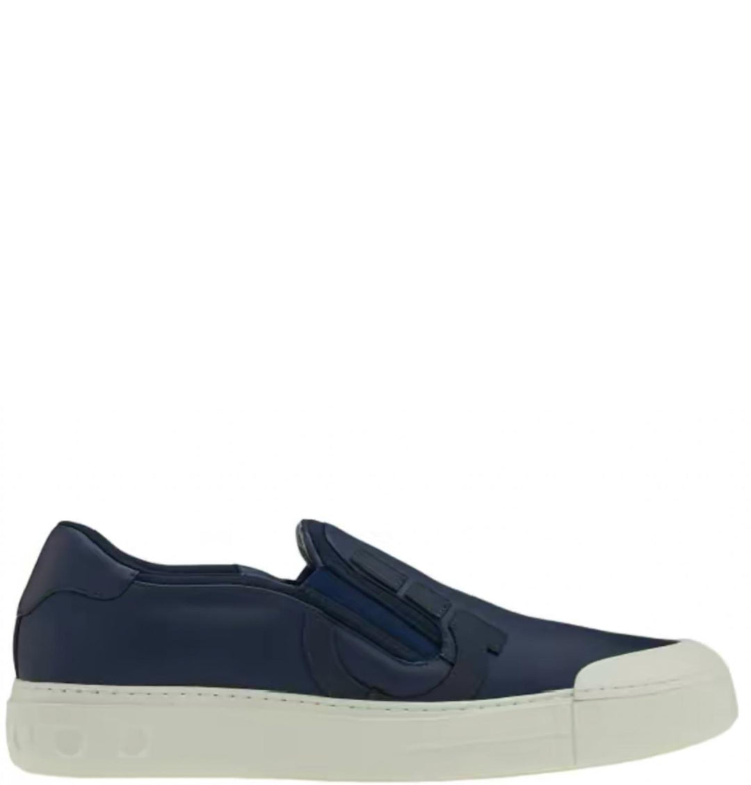 Salvatore Ferragamo Men's Gancini Slip-On Sneaker In Blue Marine