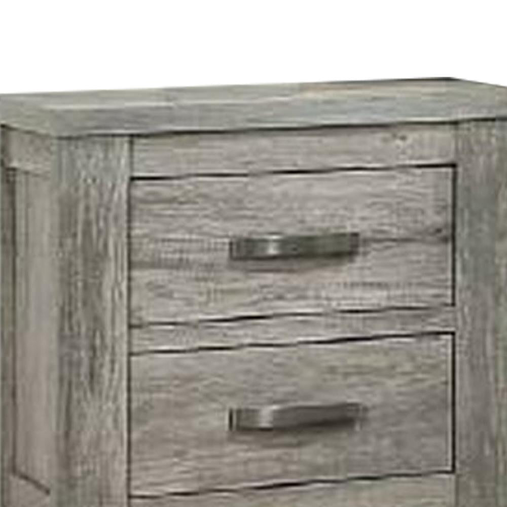strapless open back dress Hivvago Wooden Nightstand with Two Drawers and Metal Bar Handles, Gray