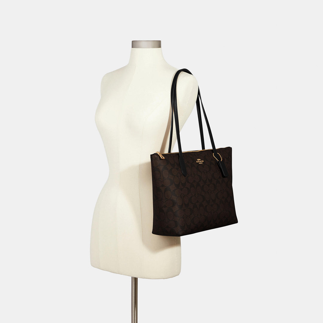 Coach Outlet Zip Top Tote In Signature Canvas | ShopSimon