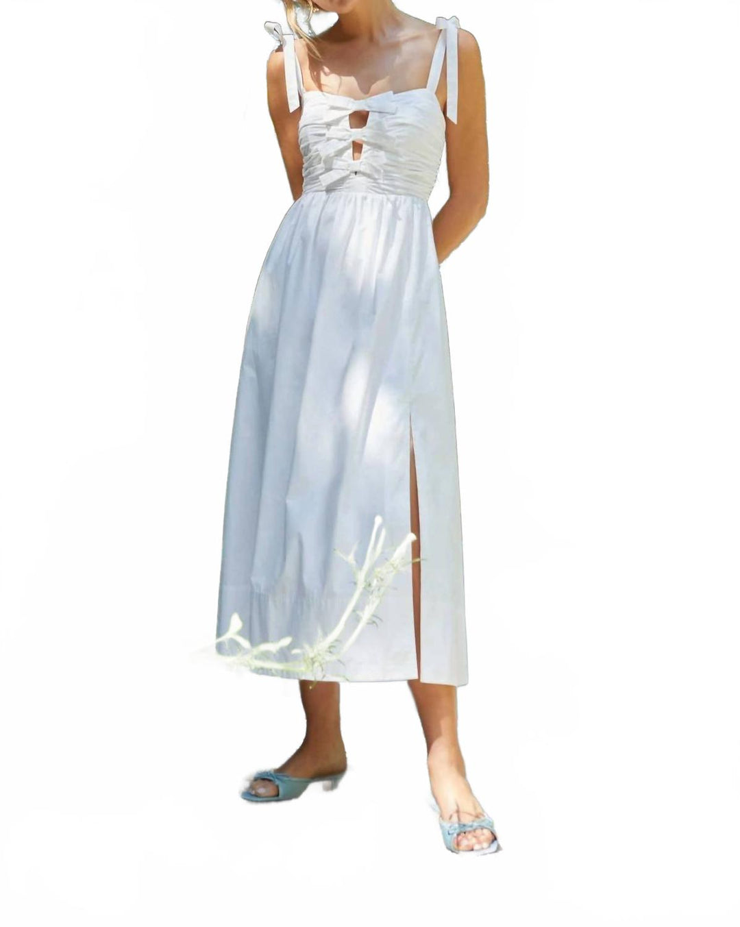 ASTR Bow Front Midi Dress In White Helia | ShopSimon ASTR Bow Front Midi Dress In White Helia | ShopSimon