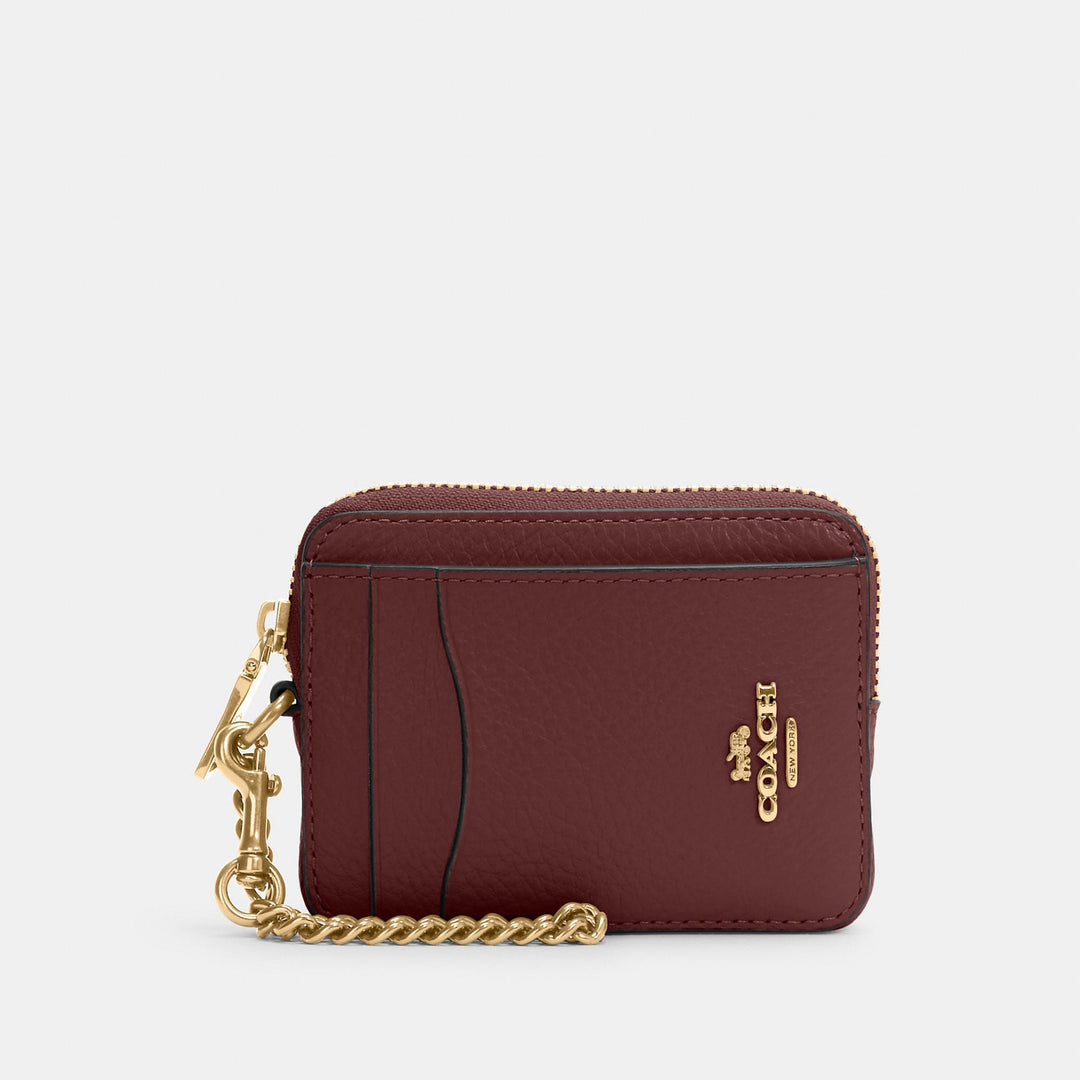 ❤️Coach shops Zip Card Case-Metallic Leather❤️