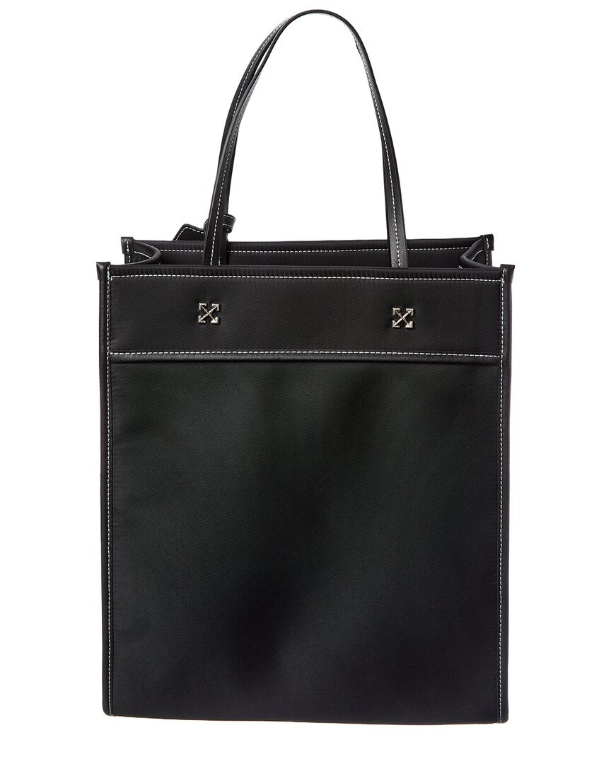 OFF WHITE Off-White Boxy Large Leather-Trim Tote | ShopSimon
