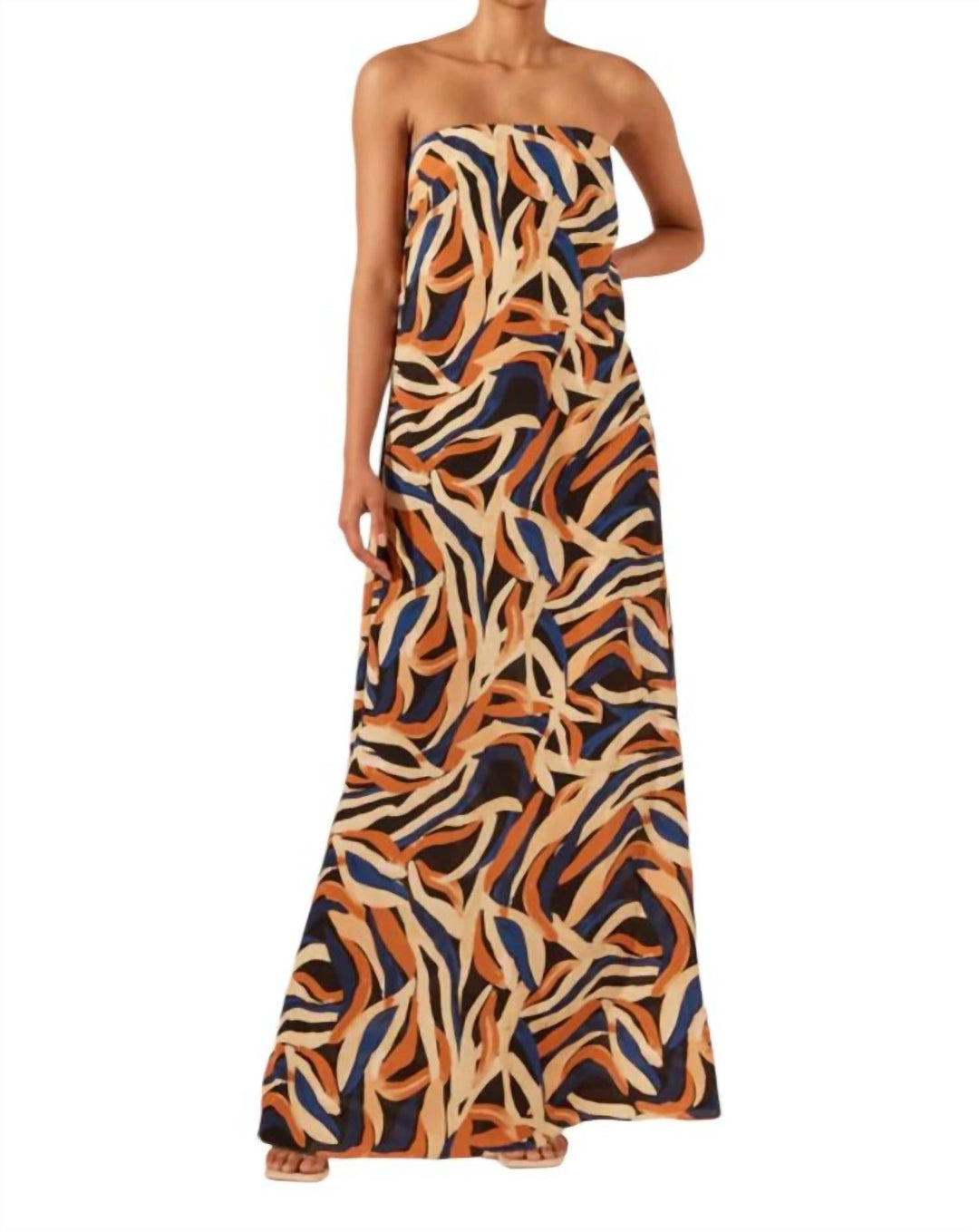 dress the population janelle strapless maxi dress Shona Joy Palma Silk Strapless Column Maxi Dress In Cobalt/multi